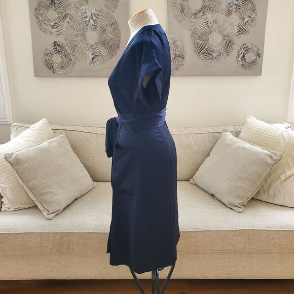 J. Crew Pocket Front Wrap Dress - size Small in Navy Blue - Picture 8 of 14